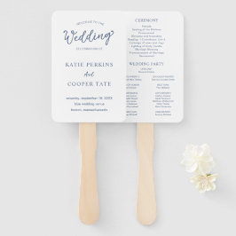 Leque Programa de Casamento Simples em Azul Poeirento co