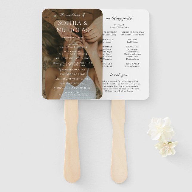 Leque Programa de Casamento Simples em Preto e Branco (Frente e Verso)