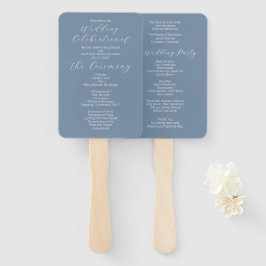 Leque Programa de Casamento Simples Minimalista Azul Poe