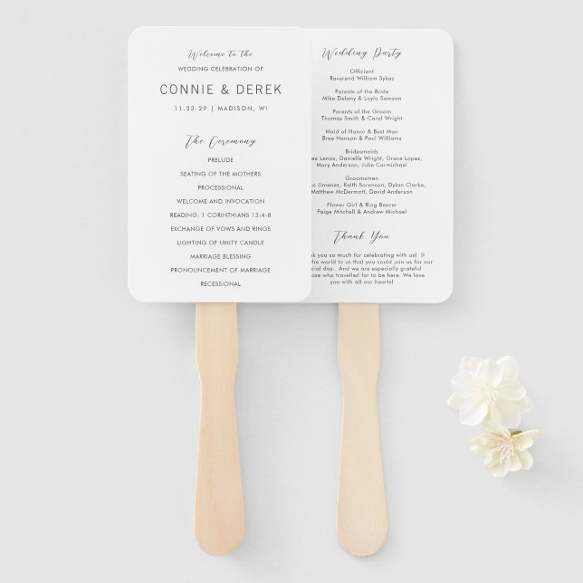 Leque Programa de Casamento Simples Moderno (Frente e Verso)
