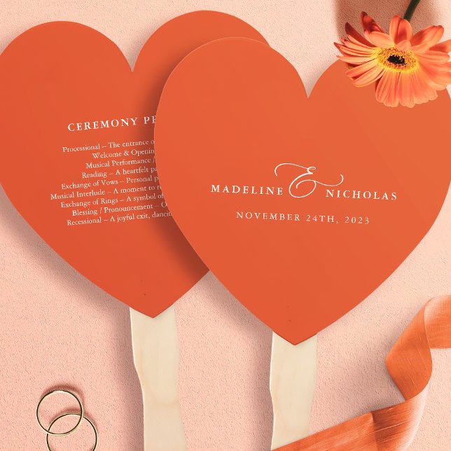 Leque Programa de Casamento Simples Moderno Laranja Pôr  (Criador carregado)