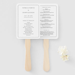 Leque Programa de Casamento Simples Preto e Branco Elega