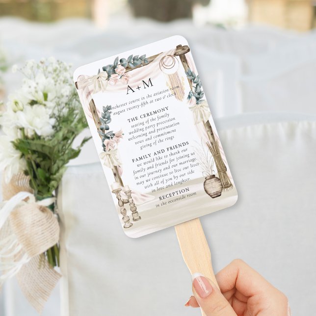 Leque Programa de Casamento Sonhador Boêmio de Praia (Criador carregado)