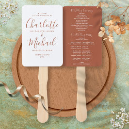 Leque Programa de Casamento Terracota em Letra Elegante