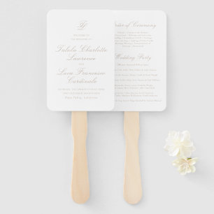 Leque Programa de Casamento Tradicional Elegante e Neutr