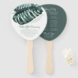 Leque Programa de Casamento Tropical Monstera Palm Leaf