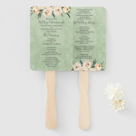 Leque Programa de Casamento Verde Floral Beige Blush Sag