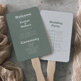 Leque Programa de Casamento Verde Formal Minimalista Ele