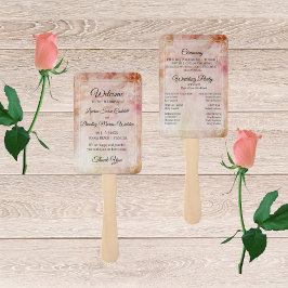 Leque Programa de Casamento vintage Floral Bluush