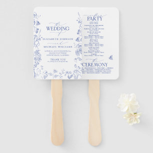 Leque Programa de Casamento Vitoriano Azul Chinoiserie F