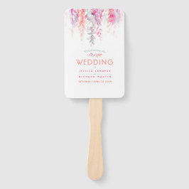 Leque Programa de casamentos flores verdes, cor-de-rosa,