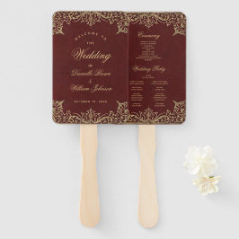 Leque Programa de Casamentos vintage Elegante Dourado da