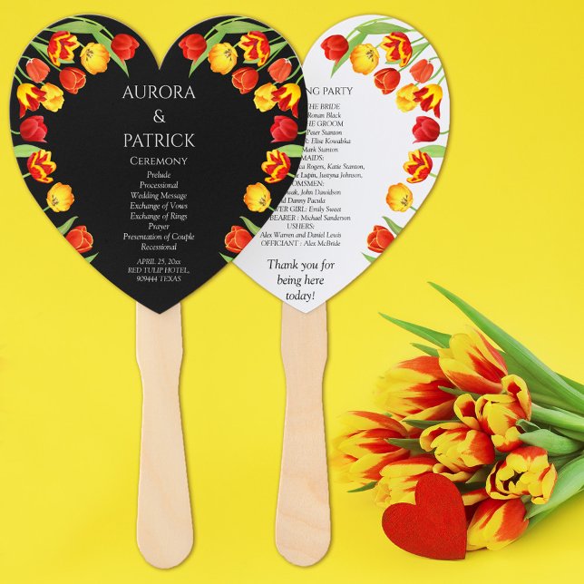Leque Programa de Cerimônia Colorida de Casamento de pri (Spring Tulip Colorful Wedding Ceremony Program Hand Fan)