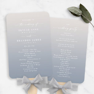 Leque Programa de Cerimônia de Casamento Azul de Ombre