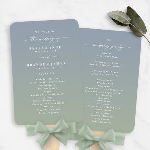 Leque Programa de Cerimônia de Casamento Azul e Verde de