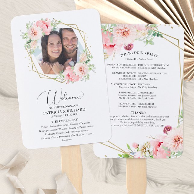 Leque Programa de Cerimônia de Casamento Bem-vindo Flora (Criador carregado)