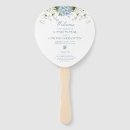 Leque Programa de Cerimônia de Casamento Blue Hydrangea