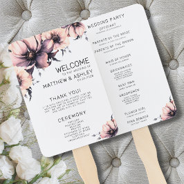 Leque Programa de Cerimônia de Casamento Boho Floral Pin