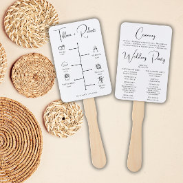 Leque Programa de Cerimônia de Casamento com Caligrafia