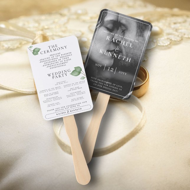 Leque Programa de Cerimônia de Casamento com Foto em Pre (Criador carregado)