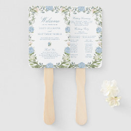 Leque Programa de Cerimônia de Casamento com Hortênsias