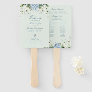 Leque Programa de Cerimônia de Casamento com Hortênsias