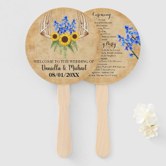 Leque Programa de Cerimônia de Casamento de Antadores Ru (Frente e Verso)