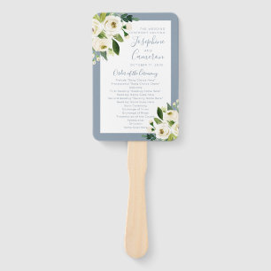 Leque Programa de Cerimônia de Casamento de Blooms Azui