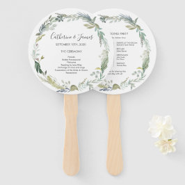 Leque Programa de Cerimônia de Casamento de Folhagem Ver
