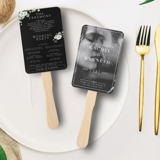 Leque Programa de Cerimônia de Casamento de Fotos Chic E (Criador carregado)