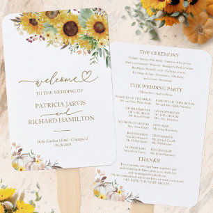 Leque Programa de Cerimônia de Casamento do Girassol de