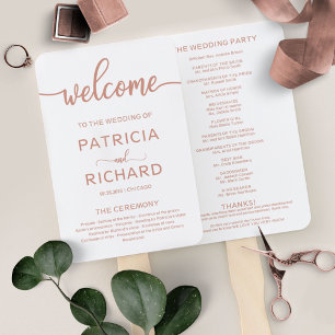 Leque Programa de Cerimônia de Casamento em Rose Gold