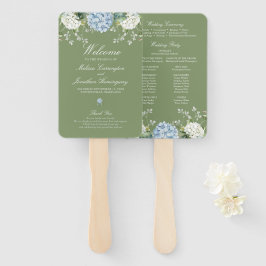 Leque Programa de Cerimônia de Casamento em Verde Salvia