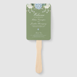 Leque Programa de Cerimônia de Casamento em Verde Salvia