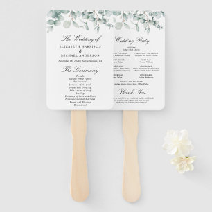Leque Programa de Cerimônia de Casamento Eucalyptus Gree