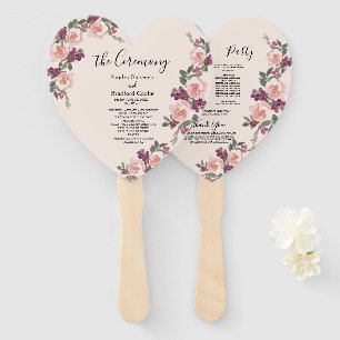 Leque Programa de Cerimônia de Casamento Floral Mauve Wa