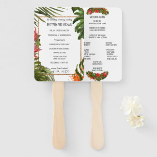 Leque Programa de Cerimônia de Casamento Floral Tropical