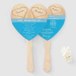 Leque Programa de cerimônia de casamento na praia Hearts