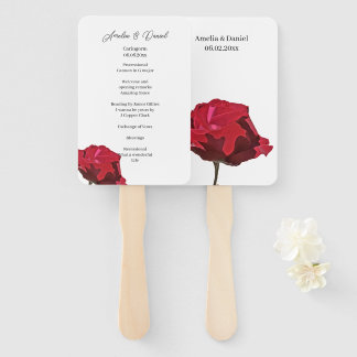Leque Programa de Cerimônia de Casamento Rosa Vermelha R