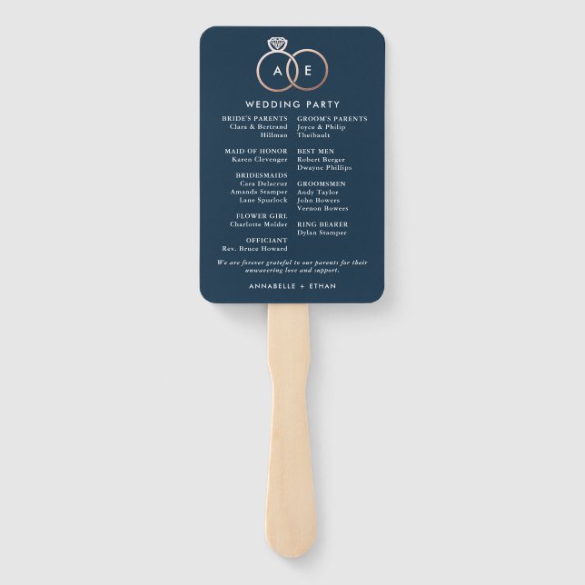 Leque Programa de Cerimônia de Casamentos Dourados do Ro (Verso)