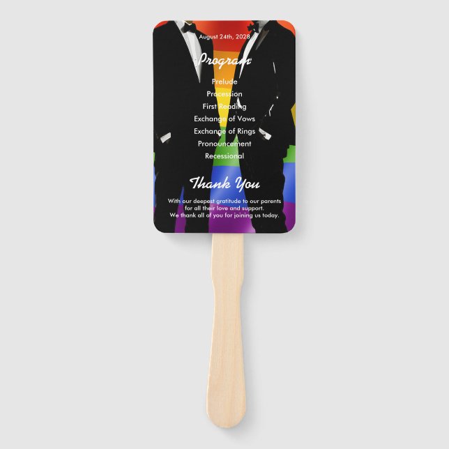 Leque Programa de Cores do Casamento Gay Moderno Elegant (Frente)