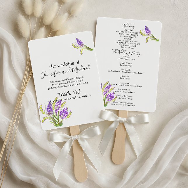 Leque Programa de Flores Lavanda e Verde em Aquarela (Criador carregado)