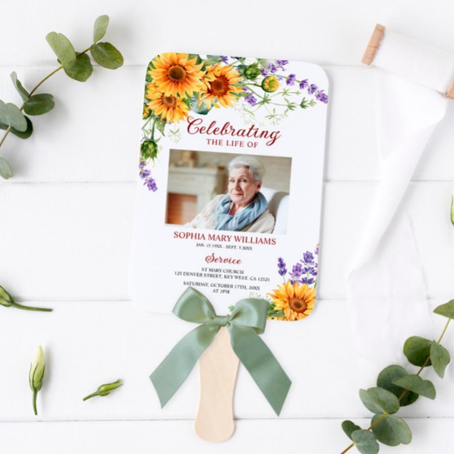 Leque Programa de Funeral de Girassóis e Lavanda Conjunt (Criador carregado)