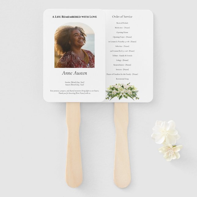 Leque Programa de Funeral Ventarola Espiritual e Reconfo (Frente e Verso)