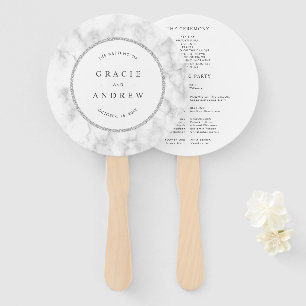 Leque Programa de mármore branco moderno do casamento