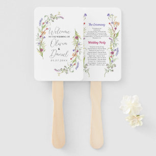 Leque Programa de Menu Casamento Flores Selvagens
