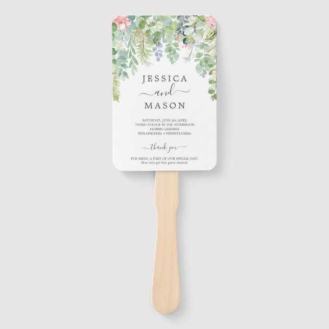 Leque Programa de Ventiladores de Casamento Verde Molhad (Frente)