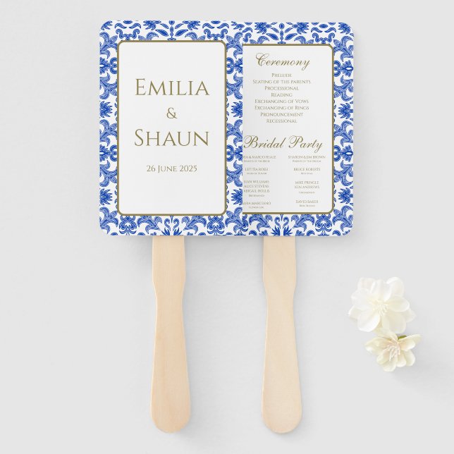 Leque Programa de ventoinha azul italiano (Frente e Verso)