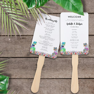 Leque Programa do Dia do Casamento com Tema de Dinossaur
