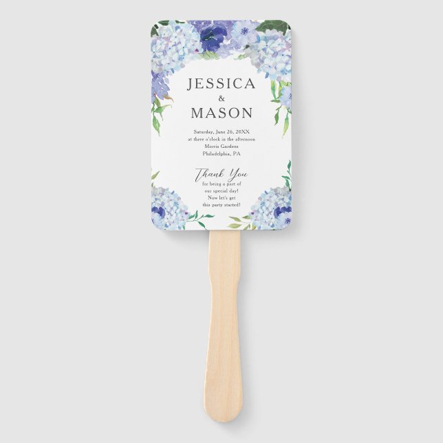 Leque Programa do Ventilador de Casamento de Hydrangea A (Frente)
